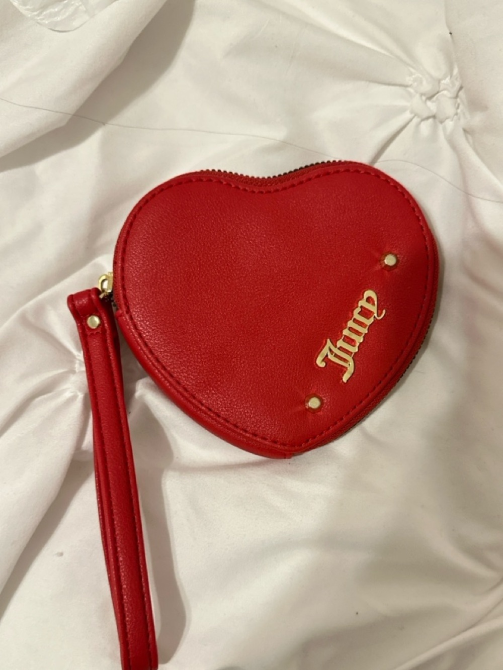 Juicy Couture Heart Leather coin purse rhinestone y2k keychain Red